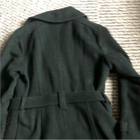 Michael Kors Wool Coat Tie-Waist, Dark Green, Gold Accents large.  Warm, elegant - Picture 4 of 6